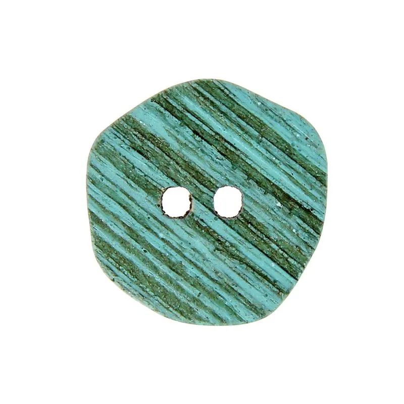 Bouton turquoise 2 trous façon corne x10 - 27 mm