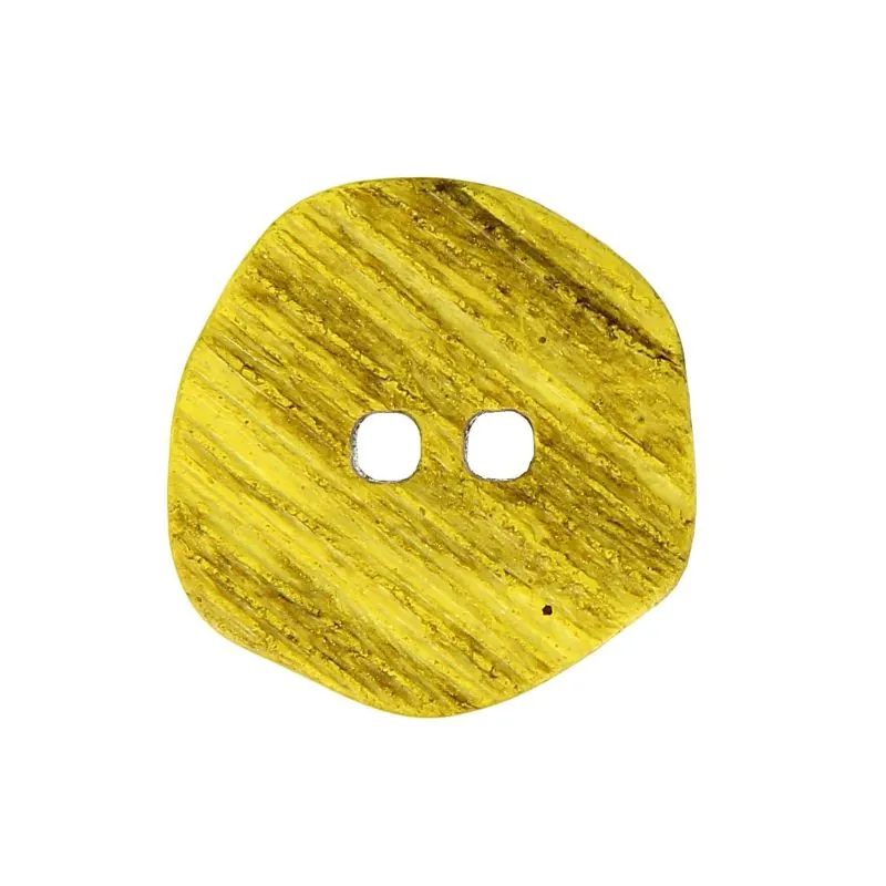 Bouton jaune 2 trous façon corne x10 - 27 mm