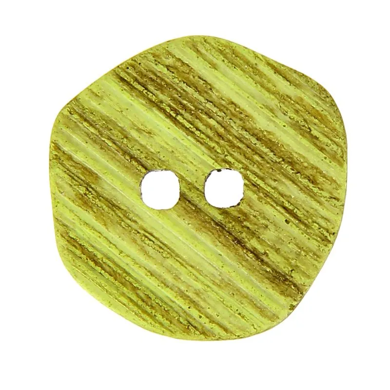 Bouton vert jaune 2 trous façon corne x10 - 36 mm