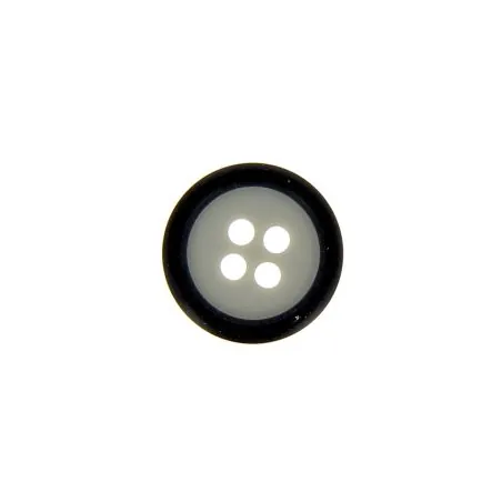 Bouton plat 4 trous bicolore gris et noir - x30 - 15 mm