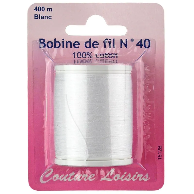 Bobine fil coton 400 m n°40 blister blanc