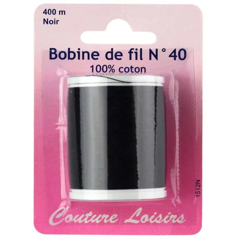 Bobine fil coton 400 m n°40 blister noir - 1512N