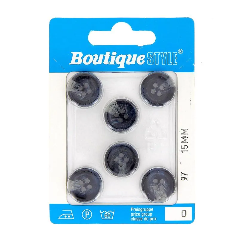 Carte 6 boutons 15 mm code prix D -pos 97 Carte 6 boutons 15 mm code prix D -pos 97