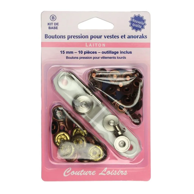 Boutons pressions anoraks 15 mm + outillage col. B