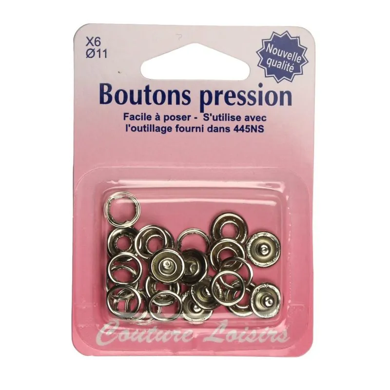 Boutons pression 11 mm col. Argent x6 n2