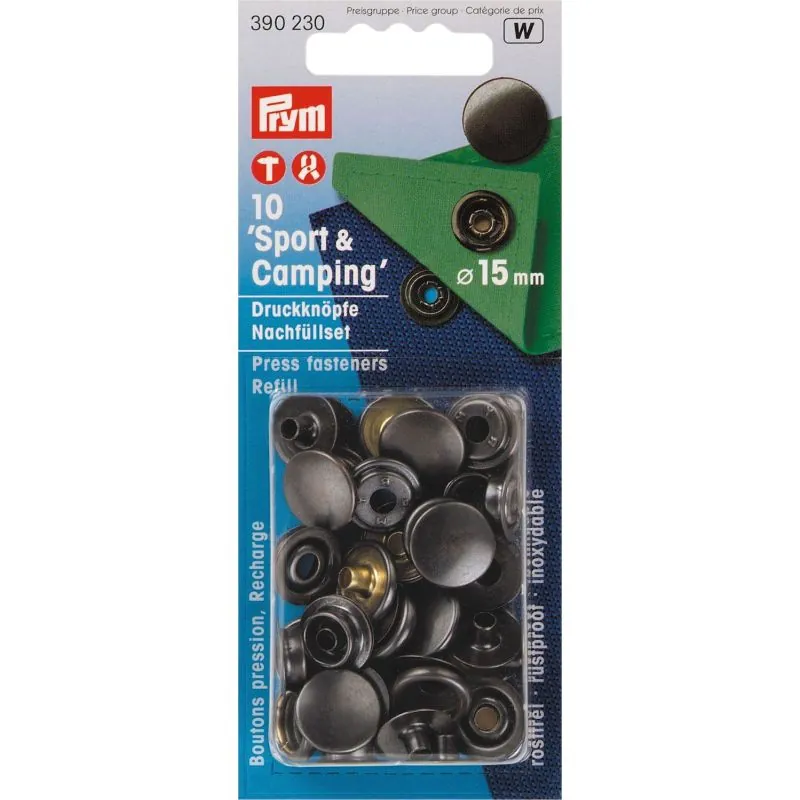 Carte 10 Boutons pressoir noir Sport & Camping 15mm Carte 10 Boutons pressoir noir Sport & Camping 15mm