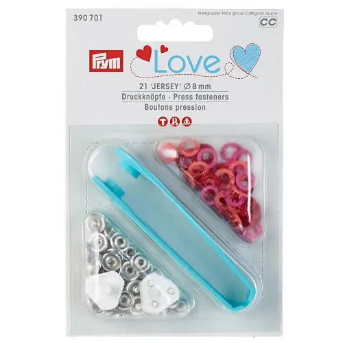 Bouton-pression : "Jersey" : 8 mm : Laiton : Rouge : x21