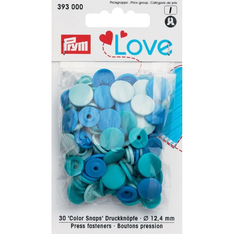 boutons pression Prym love bleu 12 mm