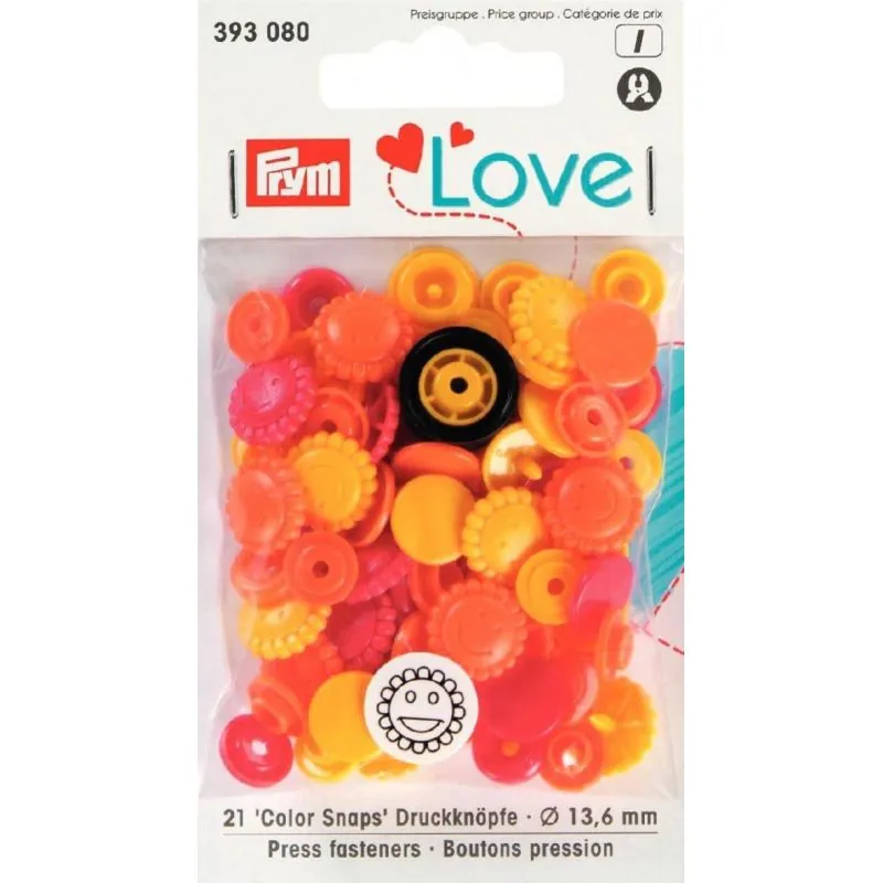 Boutons pression Prym love fleur multi-couleur orange