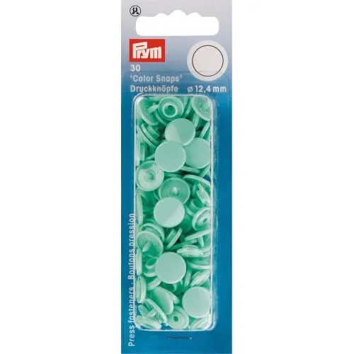Bouton-pression : "Color Snaps" : 12.4 mm : Plastique : Bleu menthe : x30