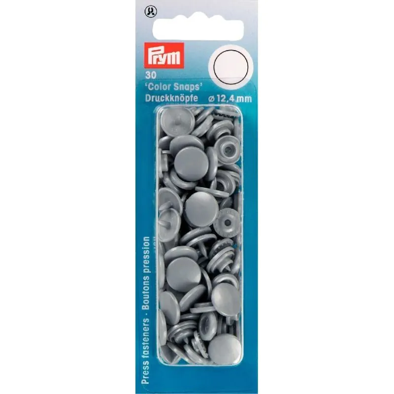 Boutons pression color snaps gris argenté 12,4 mm