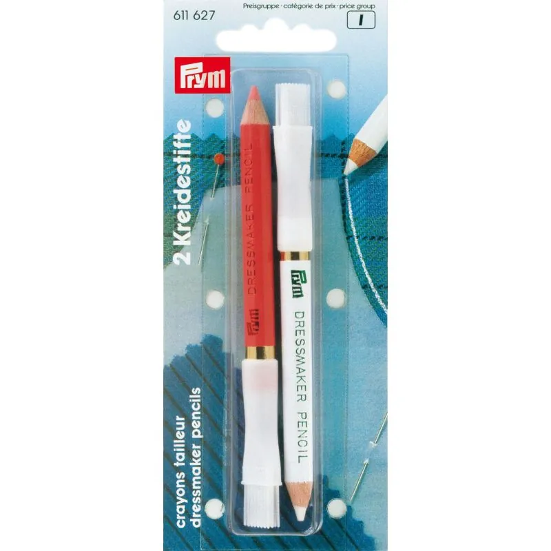 Crayons craie rouge et blanc Carte 2 avec brosse à effacer, 11 cm -  PRY611627