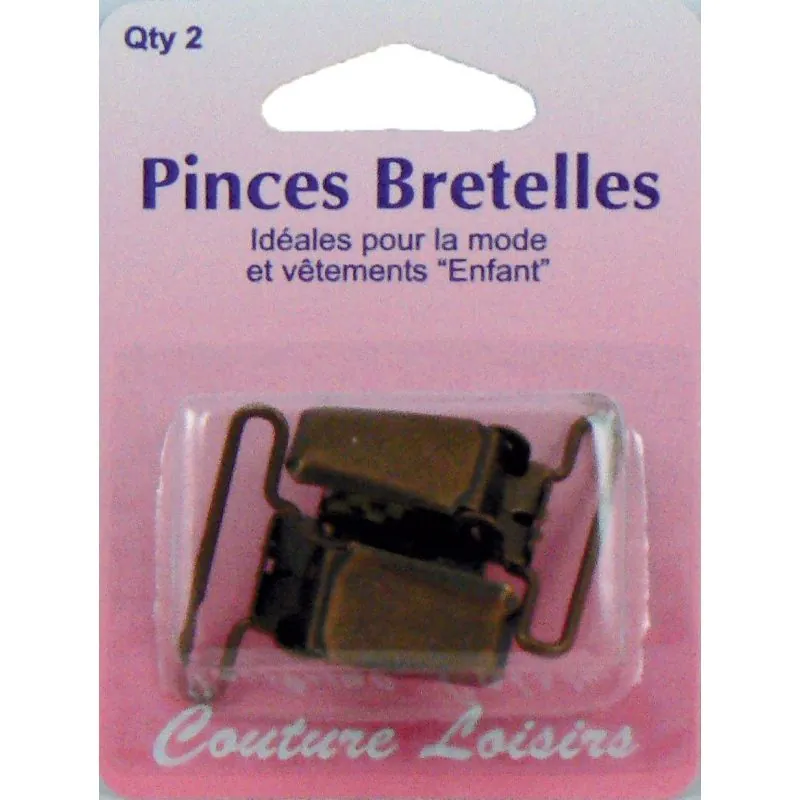 Pinces pour bretelles couleur bronze X2