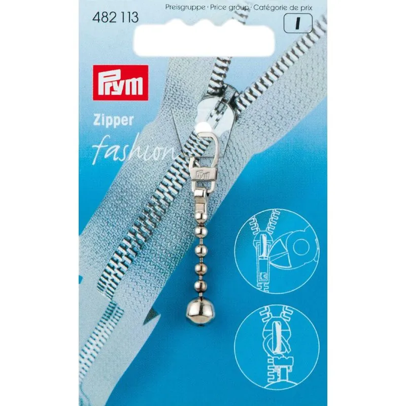 Tirette Fashion-Zipper Chaîne-boule argent Tirette Fashion-Zipper Chaîne-boule argent