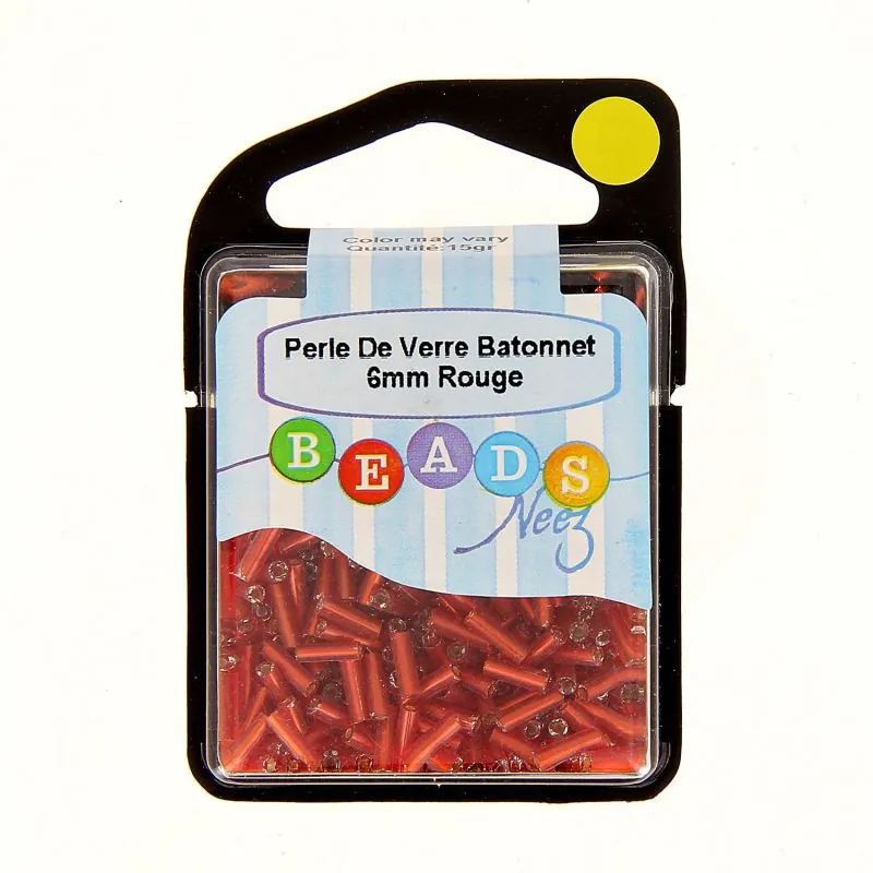Perle de verre batonnet col.rouge 15 gr Perle de verre batonnet col.rouge 15 gr