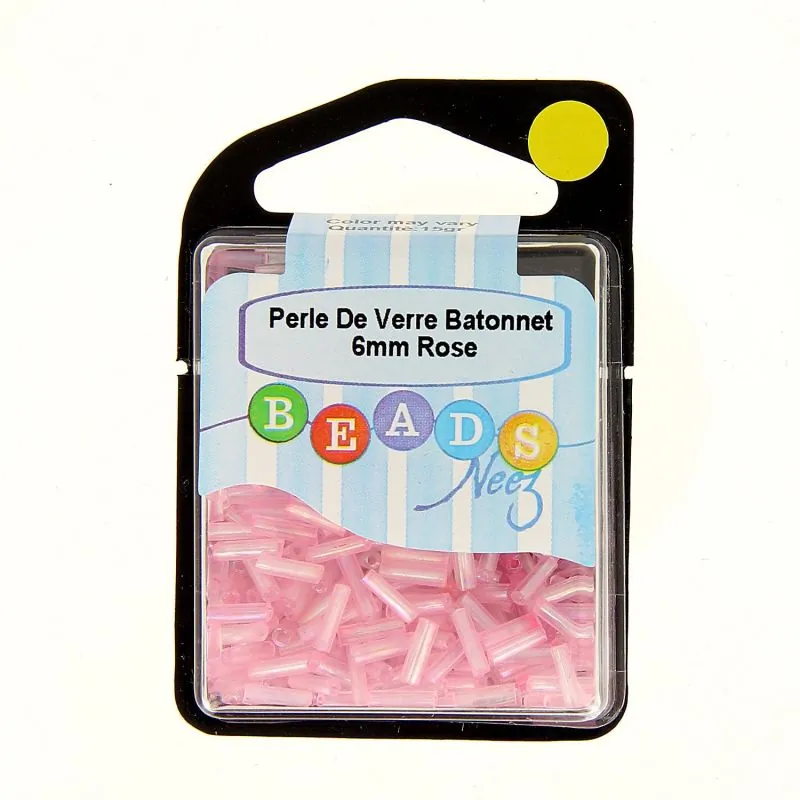 Perle de verre batonnet col.rose 15 gr Perle de verre batonnet col.rose 15 gr