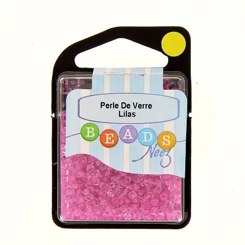 Perle : Rond : Verre : Transparent, Mauve : 15 g
