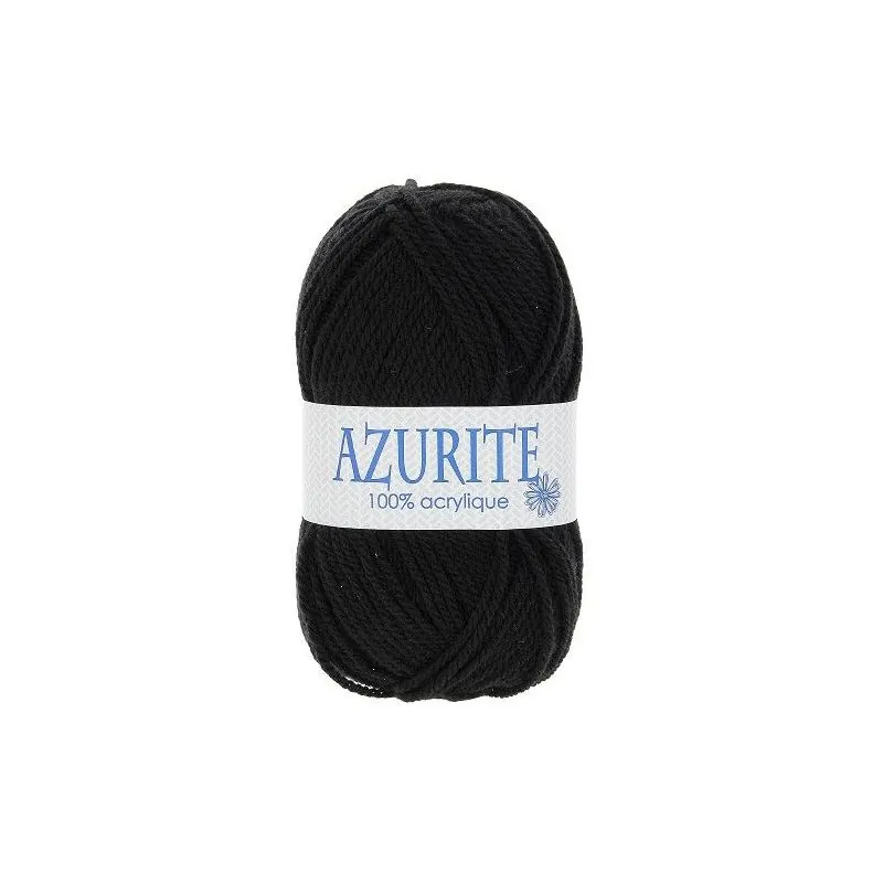 Pelote de laine noir 100% acrylique Azurite x10 - 50 gr