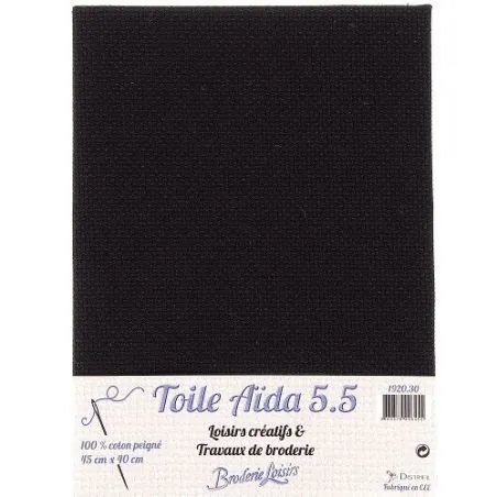 Toile aïda 5.5 noir - 45 x 40 cm