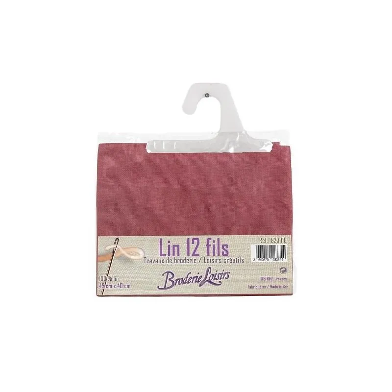 Carré de lin rouge à broder 45 cm x 40 cm - 100% Lin Carré de lin rouge à broder 45 cm x 40 cm - 100% Lin