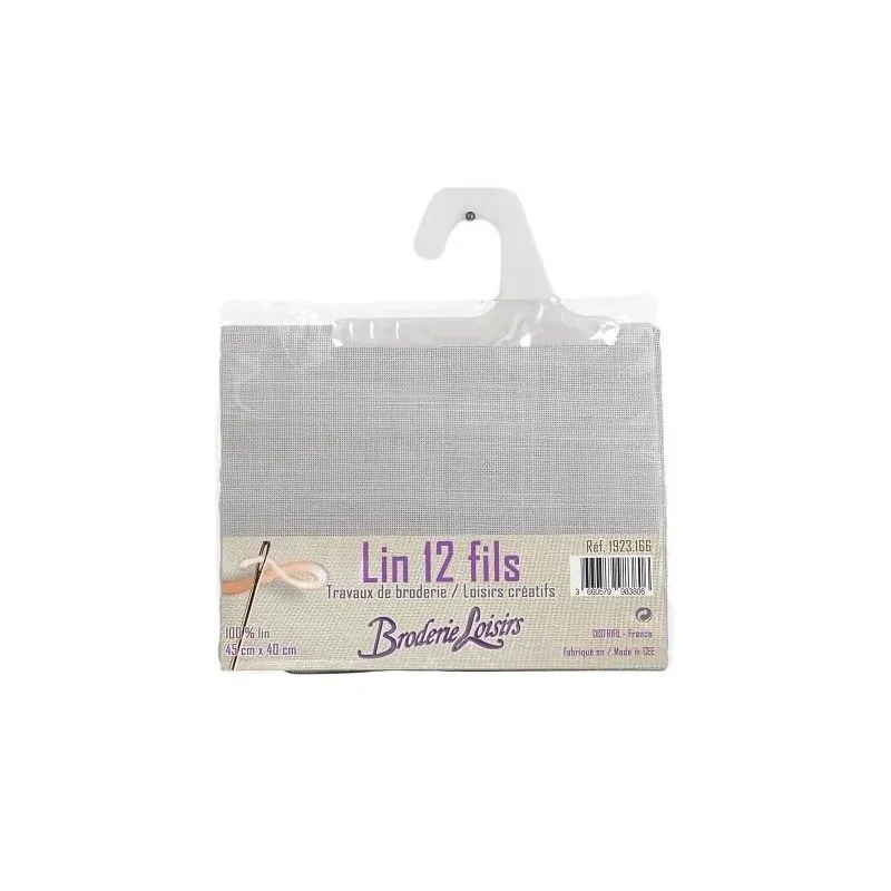 Carré de lin gris clair à broder 45 cm x 40 cm - 100% Lin Carré de lin gris clair à broder 45 cm x 40 cm - 100% Lin