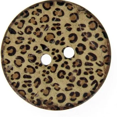 boutons fourrure léopard - x12 Ø40 mm coco