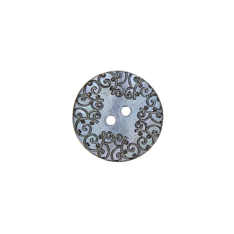 boutons bleu dragée nacre gravure - 22 mm - 2 trous x30