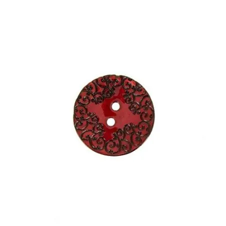 boutons rouge nacre gravure - 22 mm - 2 trous x30 