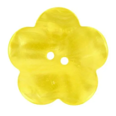 Boutons 2 trous x10 nacre fleur jaune - 38 mm