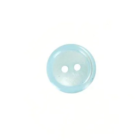 bouton bleu dragée ciel 2 trous cuvette nacre - 15 mm x30
