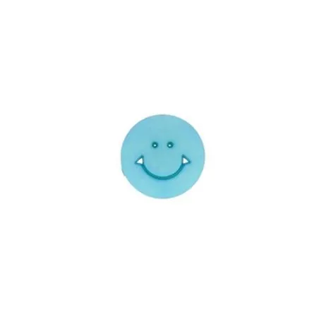 Bouton smiley plat à pied bleu - x30 - 12 mm