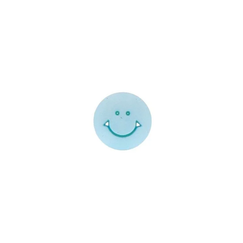 Bouton SMILEY bleu ciel - x30 14 mm. bts a pied smile col