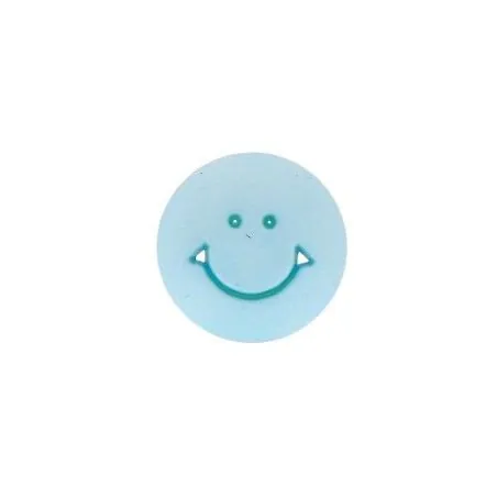Bouton SMILEY bleu ciel - x30 14 mm. bts a pied smile col