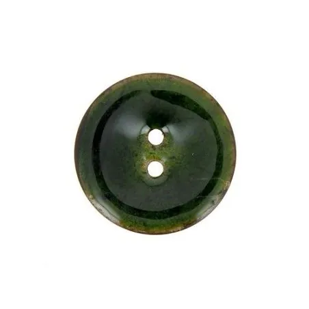 Boutons laqué vert - 2 trous marron x20 - 25 mm 