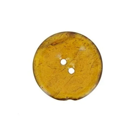 Boutons laqué jaune - 2 trous marron x20 - 25 mm 