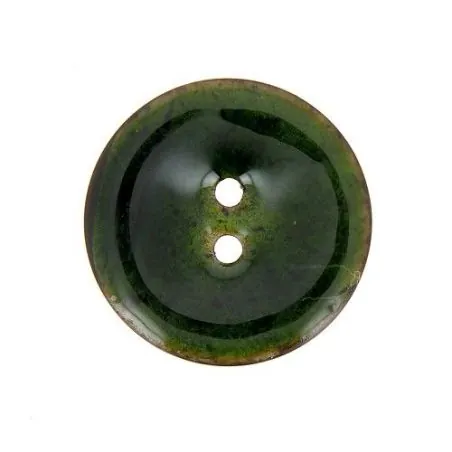 bouton 2 trous laqué vert bouteille - x10 - 30 mm