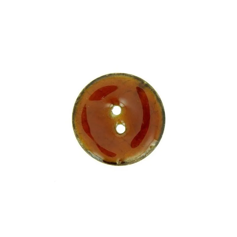 bouton 2 trous laqué marron fauve - x10 - 30 mm