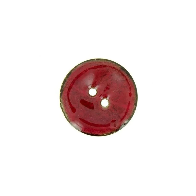 bouton 2 trous laqué rouge cramoisi - x10 - 30 mm