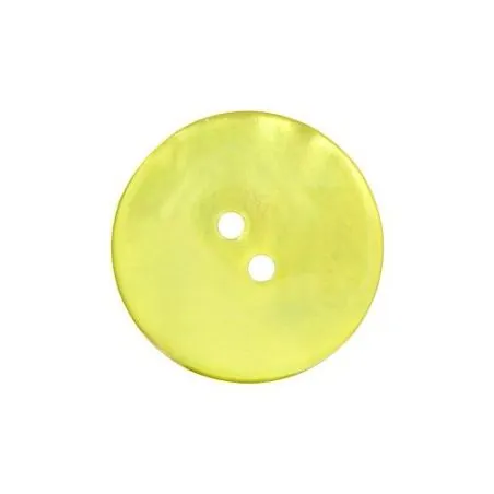 Boutons jaune vert nacre - 2 trous - 14 mm - x30
