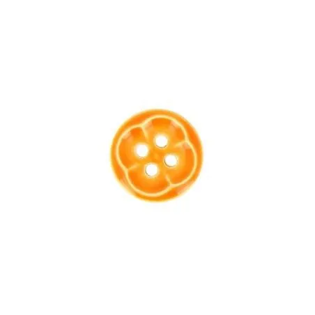 boutons x30 - orange -12 mm 4 trous fleur façon email