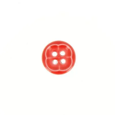 boutons x30 - rouge -12 mm 4 trous fleur façon email