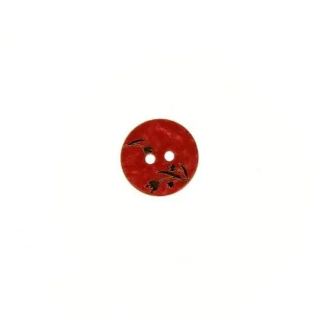 Bouton 2 trous plat rouge foncé - x30 - 12 mm coco gravure laser