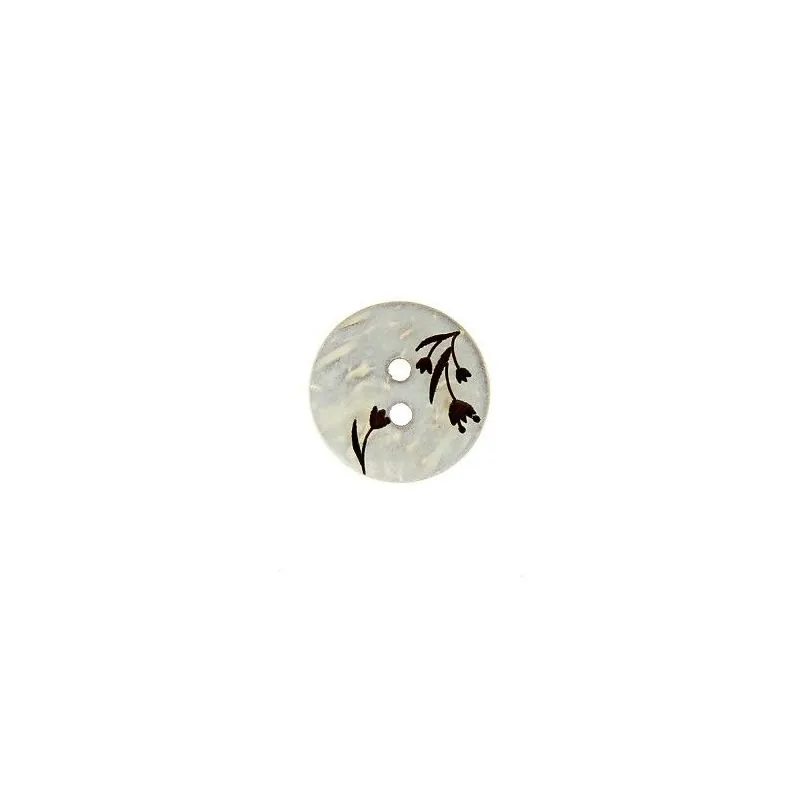 Bouton 2 trous plat blanc - x30 - 15 mm coco gravure laser Bouton 2 trous plat blanc - x30 - 15 mm coco gravure laser