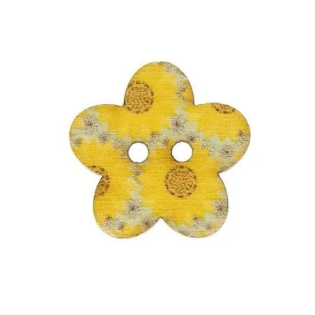 Tube 20 boutons 25 mm fleur en bois jaune