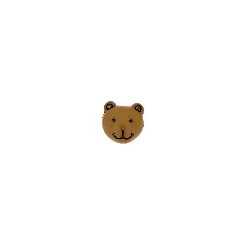 Tube 30 boutons 12 mm enfant tête d'ours marron