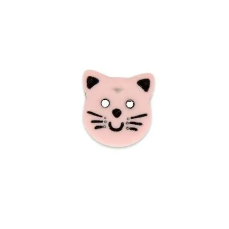 Tube 30 boutons 14 mm enfant tête de chat rose