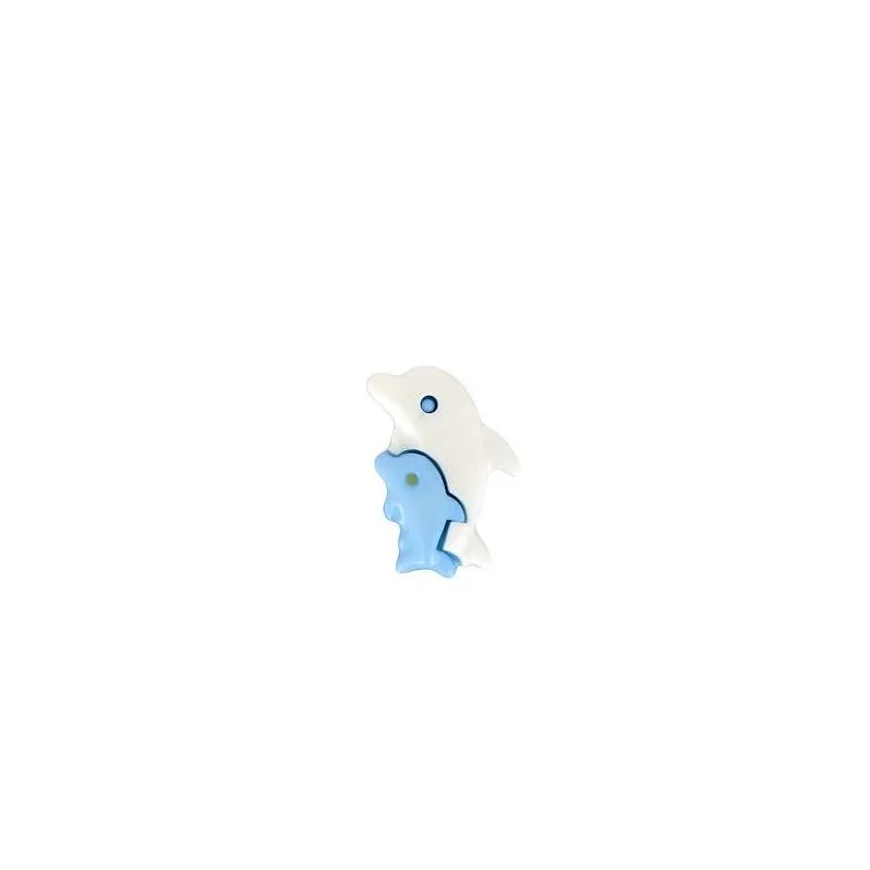 Tube 30 boutons 18 mm enfant dauphin blanc bleu ciel