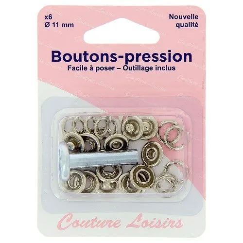 Boutons pression 11 mm + outillage de pose col. Ar