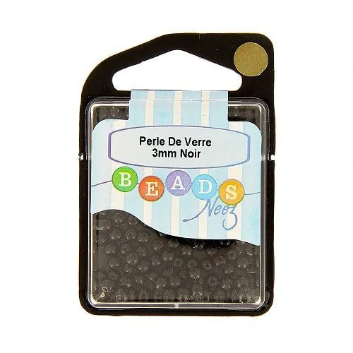 Perle de verre col. noir 100 pcs