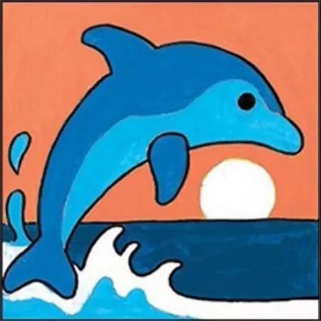Canevas à broder dauphin pour enfant 6 ans - 14 x 14 cm